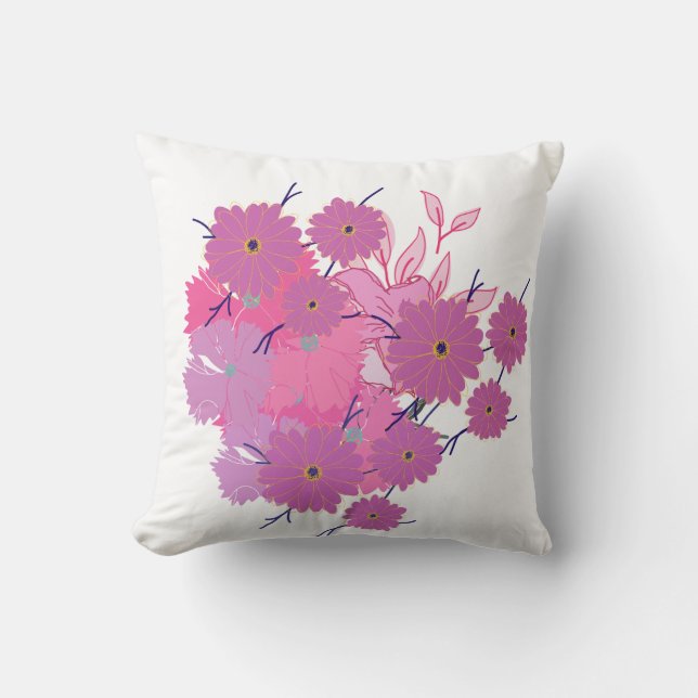 Pink Flower Couch Pillow Kussen (Voorkant)