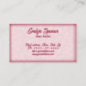 Pink Flower Couple Dance Studio Visitekaartje (Achterkant)