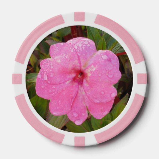 Pink Flower custom poker chips (Voorkant)