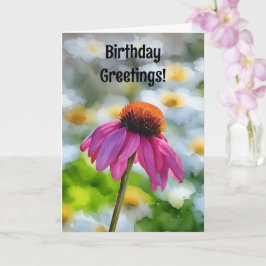 Pink Flower Daisy Flower Verjaardag Kaart