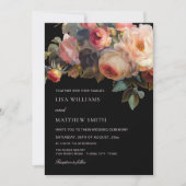 Pink Flower Dark Floral | Photo Wedding Kaart (Voorkant)