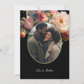 Pink Flower Dark Floral | Photo Wedding Kaart (Achterkant)