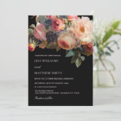 Pink Flower Dark Floral | Photo Wedding Kaart (Staand voorkant)