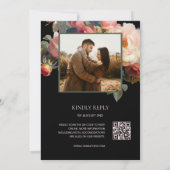 Pink Flower Dark Floral | Photo Wedding Kaart (Achterkant)