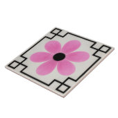 Pink Flower Decorative Tile Trivet Tegeltje (Zijkant)