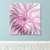 Pink Flower Dream, bloemenfantasiepatroon Triptiek Canvas Afdruk (Insitu (Houten vloer))