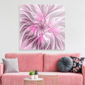 Pink Flower Dream, bloemenfantasiepatroon Triptiek Canvas Afdruk (Insitu (Woonkamer))