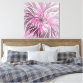 Pink Flower Dream, bloemenfantasiepatroon Triptiek Canvas Afdruk (Insitu (Slaapkamer))