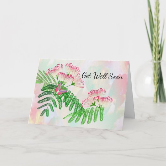 Pink Flower en Butterfly krijgen goede Kaart (Voorkant)