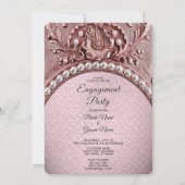 Pink Flower Engagement Invitation Kaart (Voorkant)