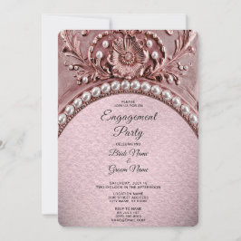 Pink Flower Engagement Invitation Kaart