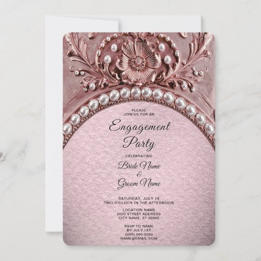 Pink Flower Engagement Invitation Kaart (Voorkant)