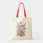 Pink Flower Fairy Budget Canvas tas, boodschappen Tote Bag (Voorkant)
