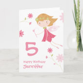 Pink Flower Fairy Gepersonaliseerde Verjaardag Kaa Kaart (Voorkant)