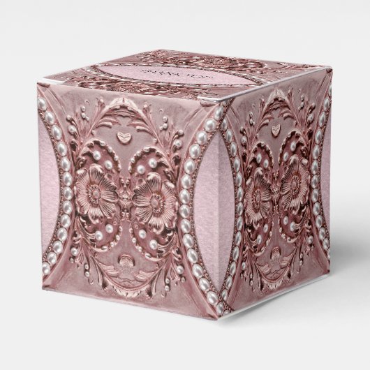 Pink Flower Favor Box Bedankdoosjes (Voorkant Zijde)
