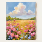 Pink Flower Field Landscape Painting Planner (Achterkant)