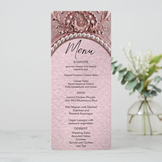 Pink Flower Floral Menu (Staand voorkant)