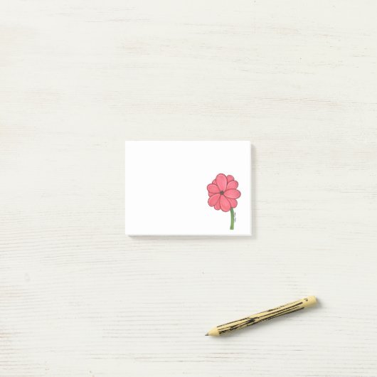 Pink Flower Full Post-it® Notes (Op bureau)