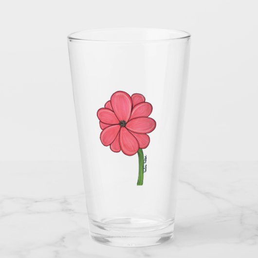 Pink Flower Full with Blue background Glas (Voorkant)