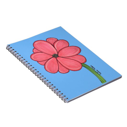 Pink Flower Full with Blue background Notitieboek (Rechterzijde)