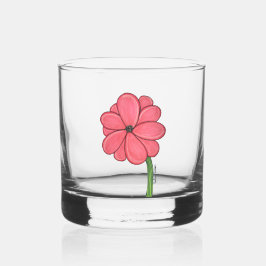 Pink Flower Full with Blue background Whisky Glas