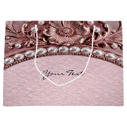 Pink Flower Gift Bag Groot Cadeauzakje (Voorkant)