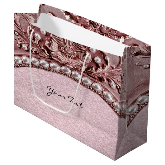 Pink Flower Gift Bag Groot Cadeauzakje (Voorkant Gekanteld)