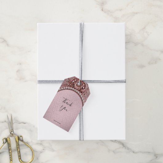 Pink Flower Gift Tag Cadeaulabel (Met Touw)