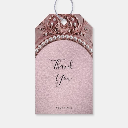 Pink Flower Gift Tag Cadeaulabel (Achterkant)