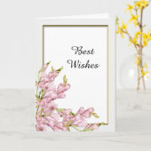 Pink Flower Gold Lijst Wedding Gefeliciteerd Kaart (Gele Bloem)