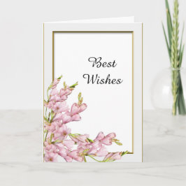 Pink Flower Gold Lijst Wedding Gefeliciteerd Kaart