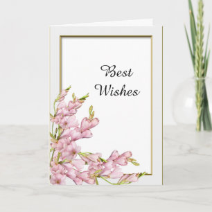 Pink Flower Gold Lijst Wedding Gefeliciteerd Kaart