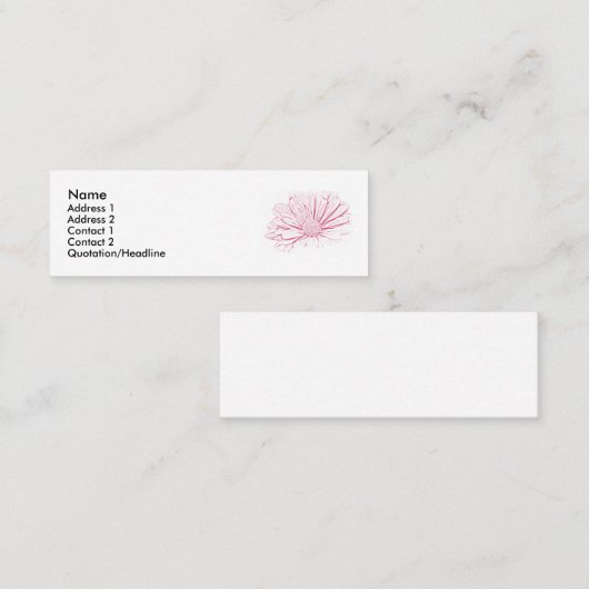 Pink Flower Graphic Mini Visitekaartje (Voorkant / Achterkant)