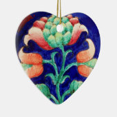 PINK FLOWER Green Blue Floral Heart Keramisch Ornament (Rechts)