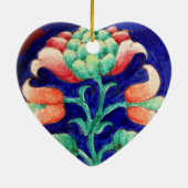 PINK FLOWER Green Blue Floral Heart Keramisch Ornament (Achterkant)