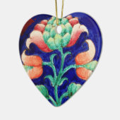 PINK FLOWER Green Blue Floral Heart Keramisch Ornament (Links)