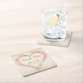 Pink Flower Heart Bewaar de datum Kartonnen Onderzetters (Insitu)