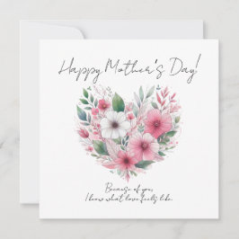 Pink Flower Heart Happy Mother’s Day Kaart