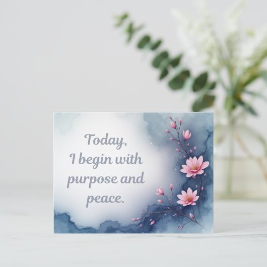 Pink Flower Inspirational Affirmation Briefkaart (Staand voorkant)