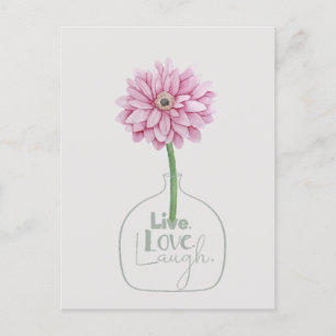 Pink Flower Live Love Laugh Briefkaart