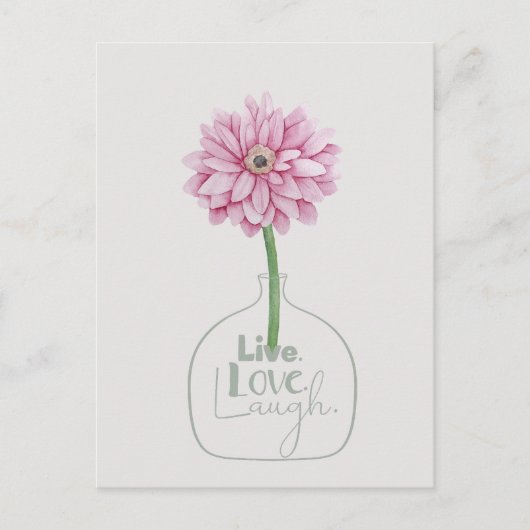 Pink Flower Live Love Laugh Briefkaart (Voorkant)