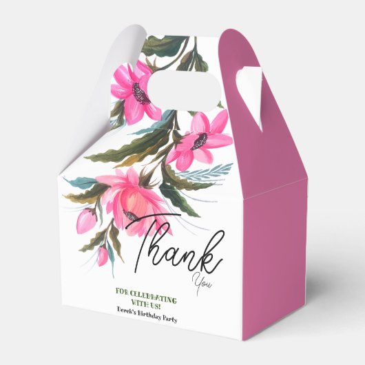 Pink Flower lover's verjaardag Bedankdoosjes (Achterkant)