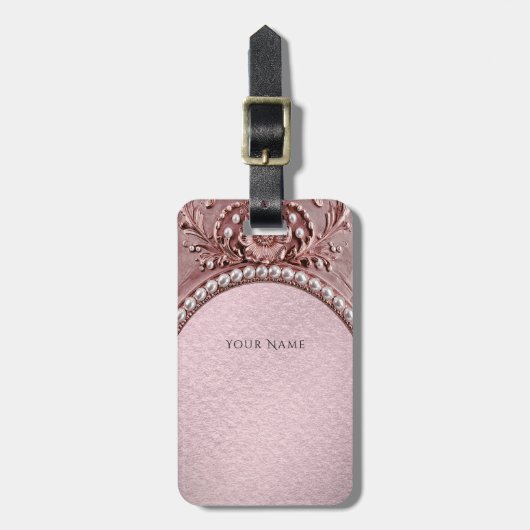Pink Flower Luggage Tag Bagagelabel (Voorkant verticaal)