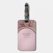 Pink Flower Luggage Tag Bagagelabel (Achterkant verticaal)