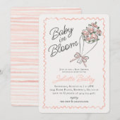 Pink Flower Market Boerderij Baby shower Uitnodigi Kaart (Voorkant / Achterkant)