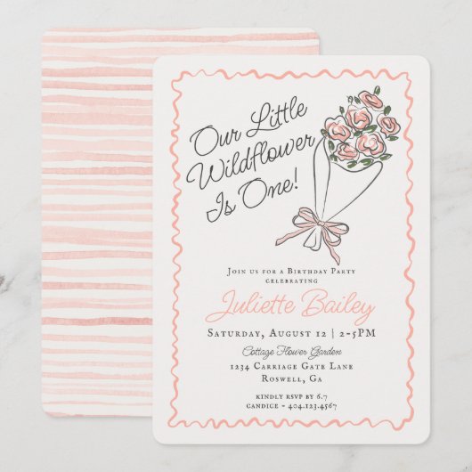 Pink Flower Market Boerderij FBirthday Invitation Kaart (Voorkant / Achterkant)