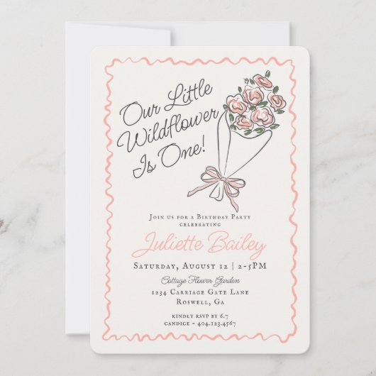 Pink Flower Market Boerderij FBirthday Invitation Kaart (Voorkant)