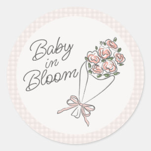 Pink Flower Market Fresh Floral Baby shower Ronde Sticker