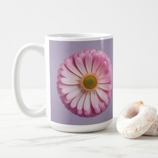 Pink Flower Meditation Classic White Mug Koffiemok (Met donut)