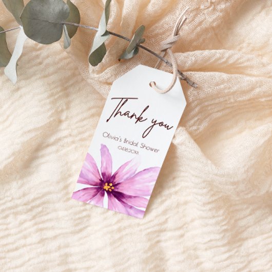 Pink Flower Minimalist Bedankt Cadeaulabel